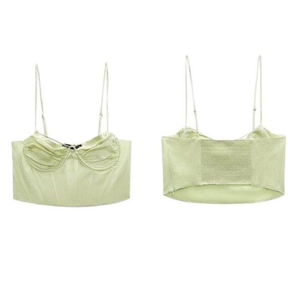 SATIN EFFECT CORSET TOP SS22 LIME GREEN | 3067/054 - Picture 1 of 4